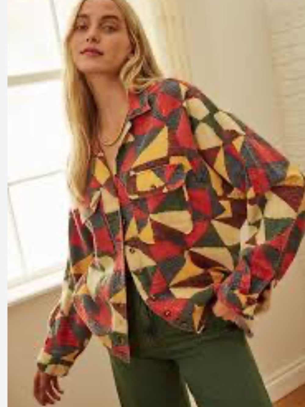 Geometric Multicolor Flannel Shirt